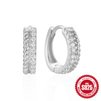 Sterling Silver Pavé Huggie Earrings