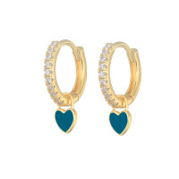 Gold-Plated Heart Huggie Hoop Earrings