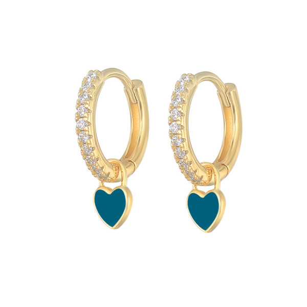 Gold-Plated Heart Huggie Hoop Earrings