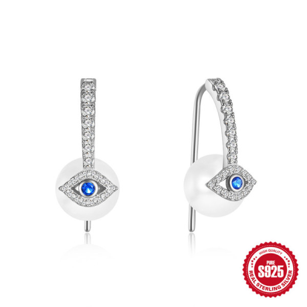 Sterling Silver Evil Eye Drop Earrings