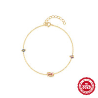 Gold Chain Bracelet with Mixed Stones