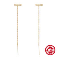 Gold-Plated Cubic Zirconia Threader Earrings