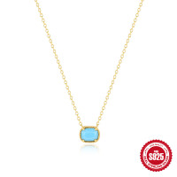 Gold-Plated Turquoise Pendant Necklace