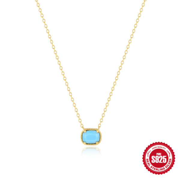 Gold-Plated Turquoise Pendant Necklace