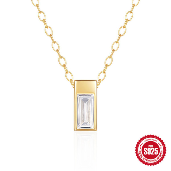 Two-Tone Cubic Zirconia Pendant Necklace