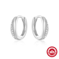 925 Silver Pavé Huggie Earrings