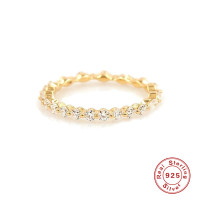 Gold-Plated Cubic Zirconia Eternity Band Ring