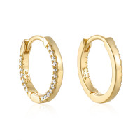 Gold-Plated Pavé Huggie Earrings