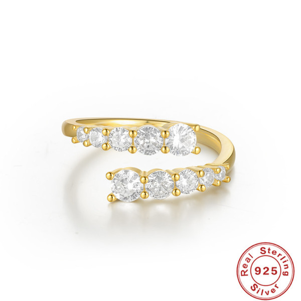Gold-Plated Cubic Zirconia Adjustable Ring