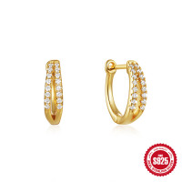 Gold-Plated Pavé Cubic Zirconia Huggie Earrings