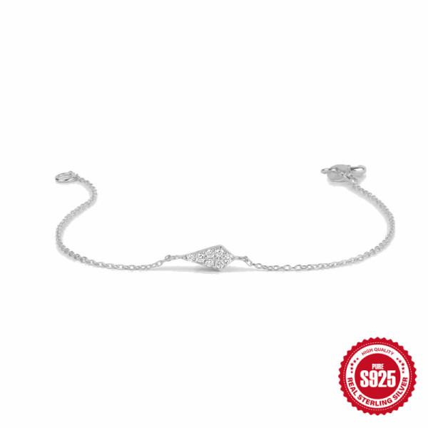 925 Silver Pavé Geometric Chain Bracelet