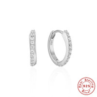 925 Silver Pavé Huggie Earrings