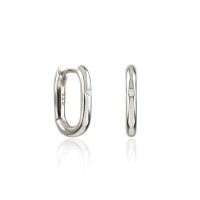 925 Silver Bezel-Set Diamond Huggie Earrings