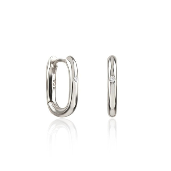 925 Silver Bezel-Set Diamond Huggie Earrings