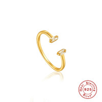 Gold-Finish Open Band Ring with Cubic Zirconia