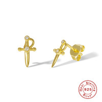 Gold-Finish Dagger Stud Earrings
