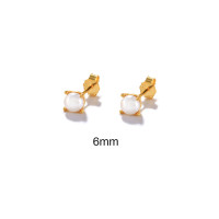 Gold-Plated Pearl Stud Earrings