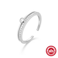 925 Silver Cubic Zirconia Open Band Ring
