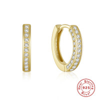 Gold-Finish Pavé Huggie Earrings
