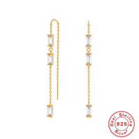Gold Threader Earrings with Cubic Zirconia