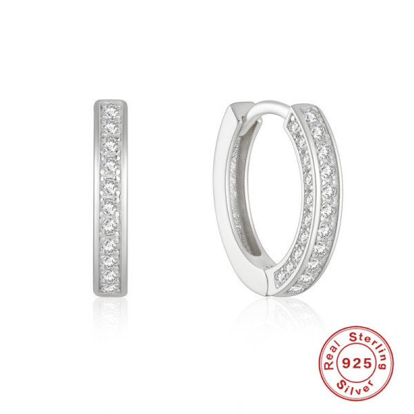 Sterling Silver Pavé Huggie Earrings