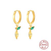 Gold-Plated Gemstone Small Hoop Earrings