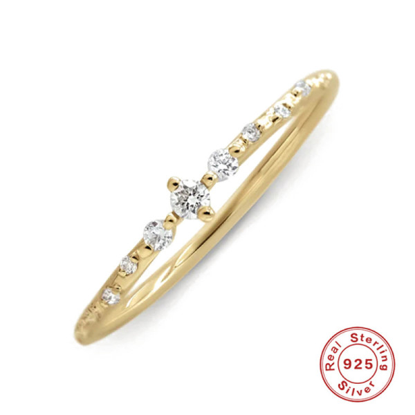 Gold-Plated Cubic Zirconia Minimalist Band Ring