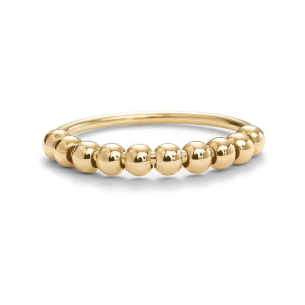 Gold-Plated Beaded Silver Ring