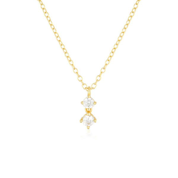 Gold-Plated Silver Cubic Zirconia Pendant Necklace