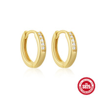 Gold-Plated Pavé Huggie Earrings