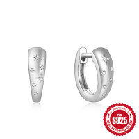 925 Silver Geometric Crystal Huggie Earrings