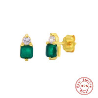 Gold-Plated Emerald Stud Earrings