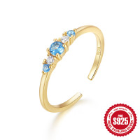 Gold-Plated Blue Topaz Band Ring