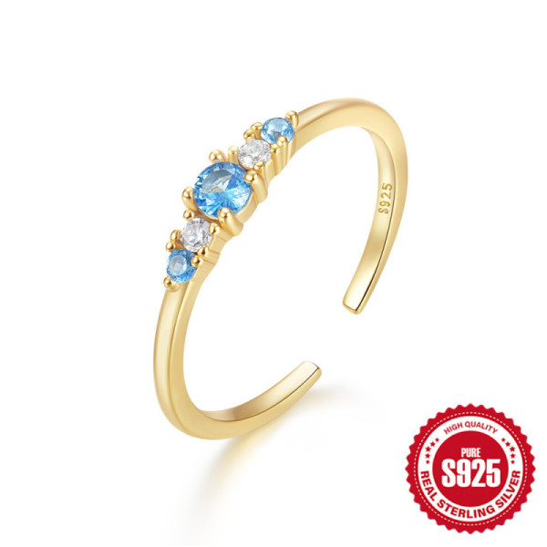 Gold-Plated Blue Topaz Band Ring