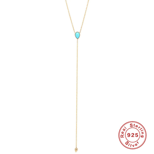 Turquoise Gold Lariat Necklace