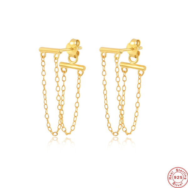 Gold-Plated Chain Threader Earrings