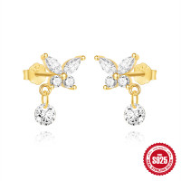 Gold-Plated Butterfly Stud Earrings