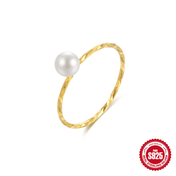 Gold-Plated Pearl Accent Ring