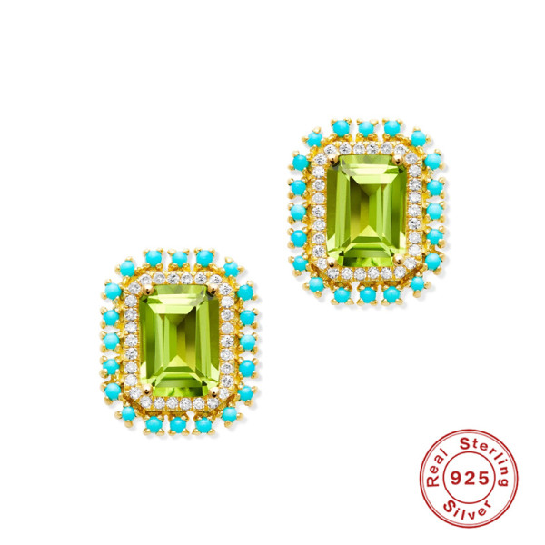 Sterling Silver Multicolor Halo Stud Earrings