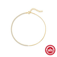 925 Silver Gold-Plated Crystal Tennis Bracelet