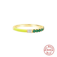 Gold-Plated Multicolor Enamel Band Ring