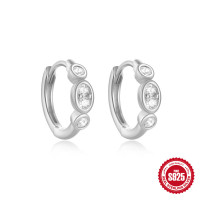 925 Silver Cubic Zirconia Huggie Earrings