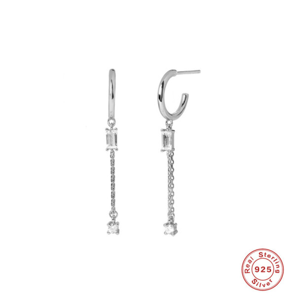 925 Silver Cubic Zirconia Dangle Earrings