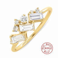 Gold-Plated Geometric Cubic Zirconia Ring