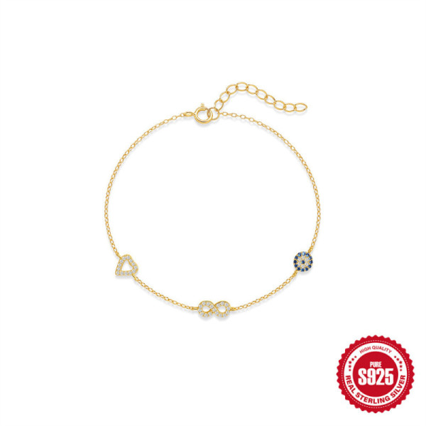 Gold-Plated Infinity & Heart Pavé Bracelet