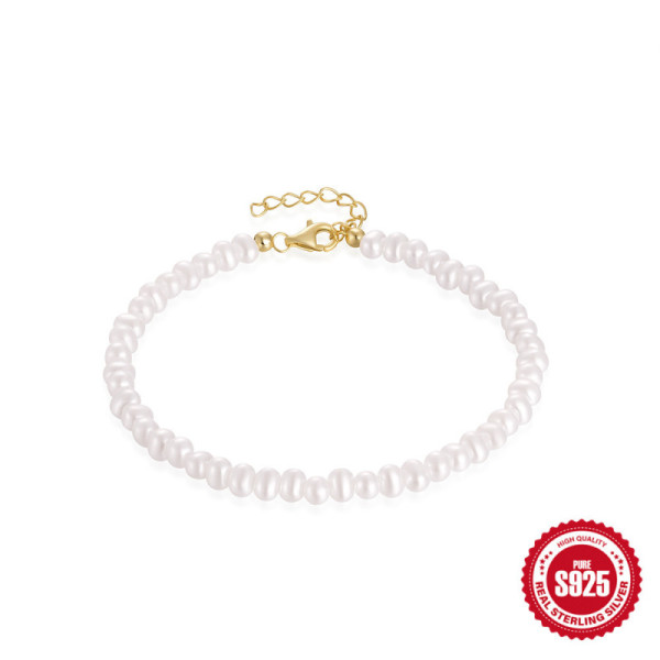 925 Silver Freshwater Pearl Beaded Bracelet