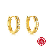 Gold-Plated Cubic Zirconia Huggie Earrings