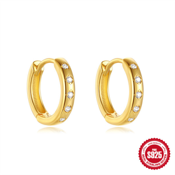 Gold-Plated Cubic Zirconia Huggie Earrings