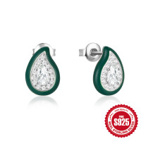 Sterling Silver Teardrop Halo Stud Earrings