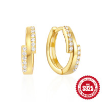 S925 Gold-Plated Pavé Huggie Earrings